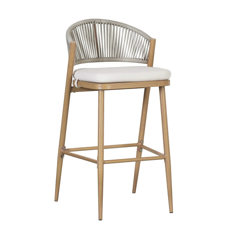 Outdoor Bar Height Metal Frame Counter Stools with Scallop-Shaped Backrest & Water-Resistant Cushions by HouseOfZazla