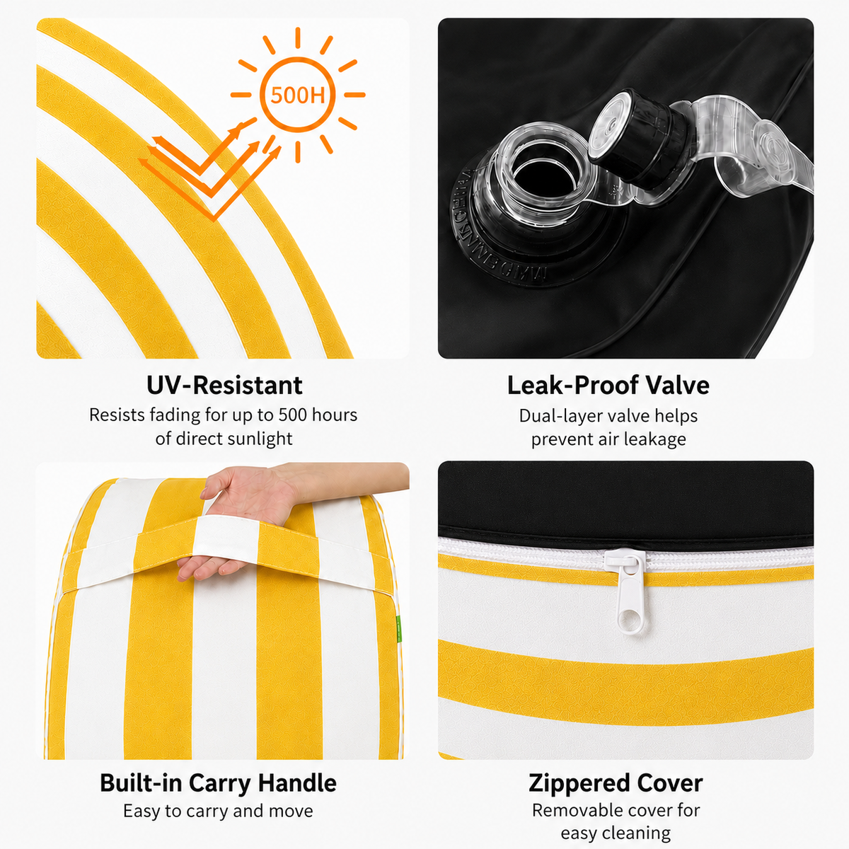 2 Pack Outdoor Inflatable Ottoman 21"x21"x9" by HouseOfZazla