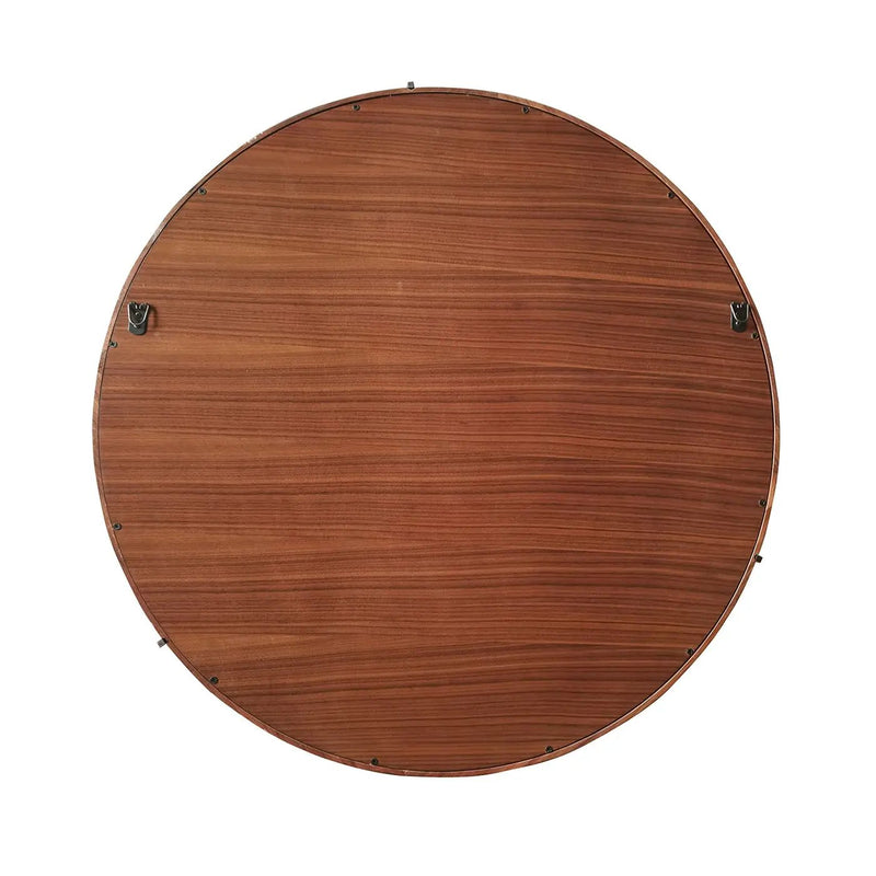 Hausen - Mid-Century Modern Round Accent Wall Mirror - Brown Walnut by HouseOfZazla