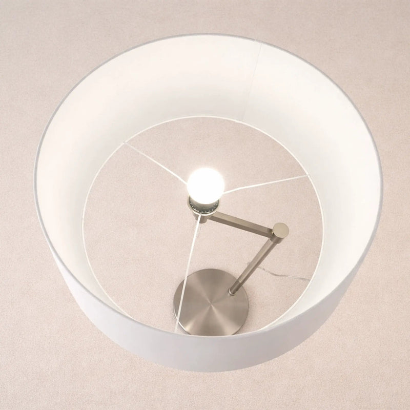 Horizon - Table Lamp With On / Off Switch Curved Base Linen Shade - Brushed Nickel / Silver / White by Unique Piece Furniture