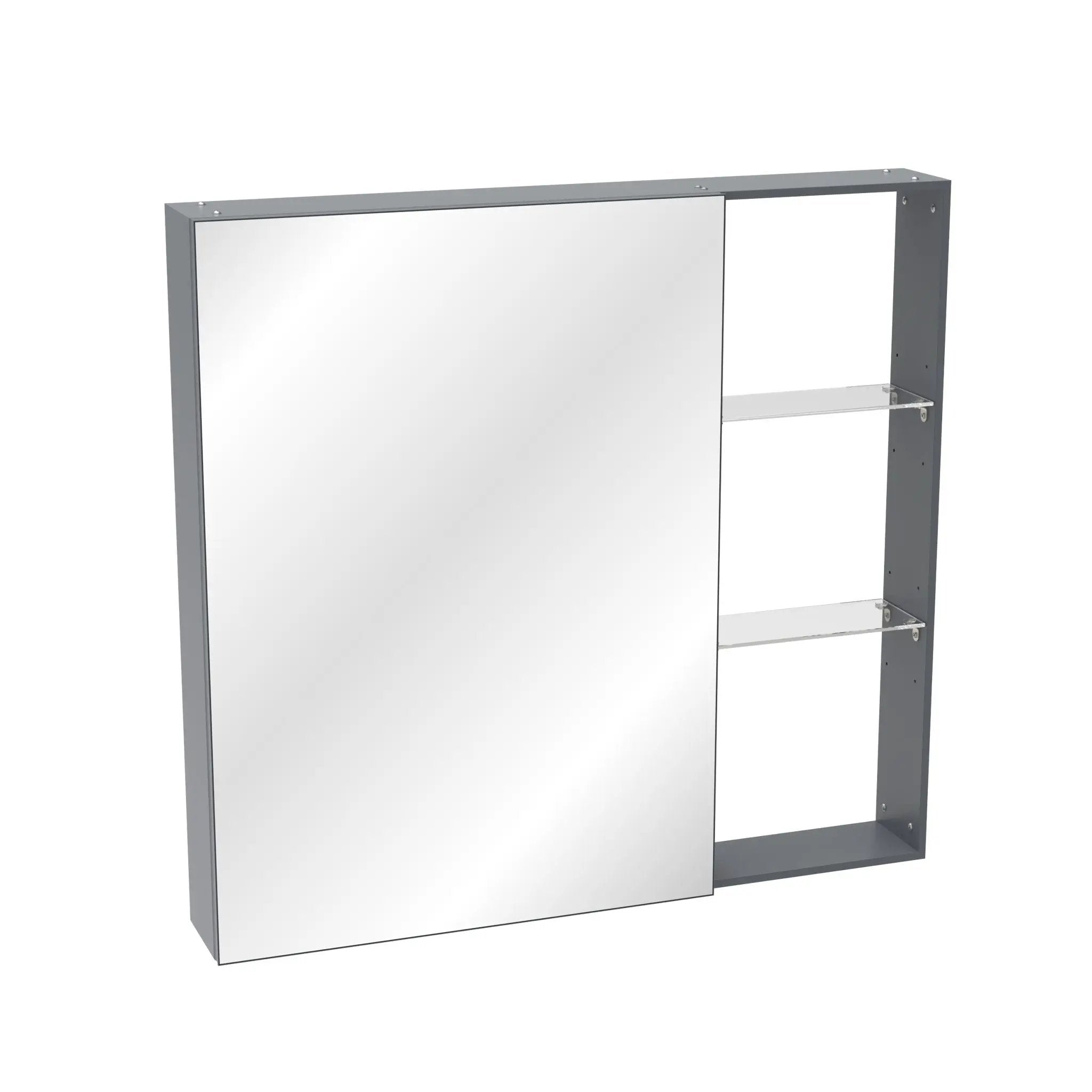 Medicine Cabinet, Wall Mounted Bathroom Mirror With Storage, Adjustable Shelves - Black Brown by Unique Piece Furniture