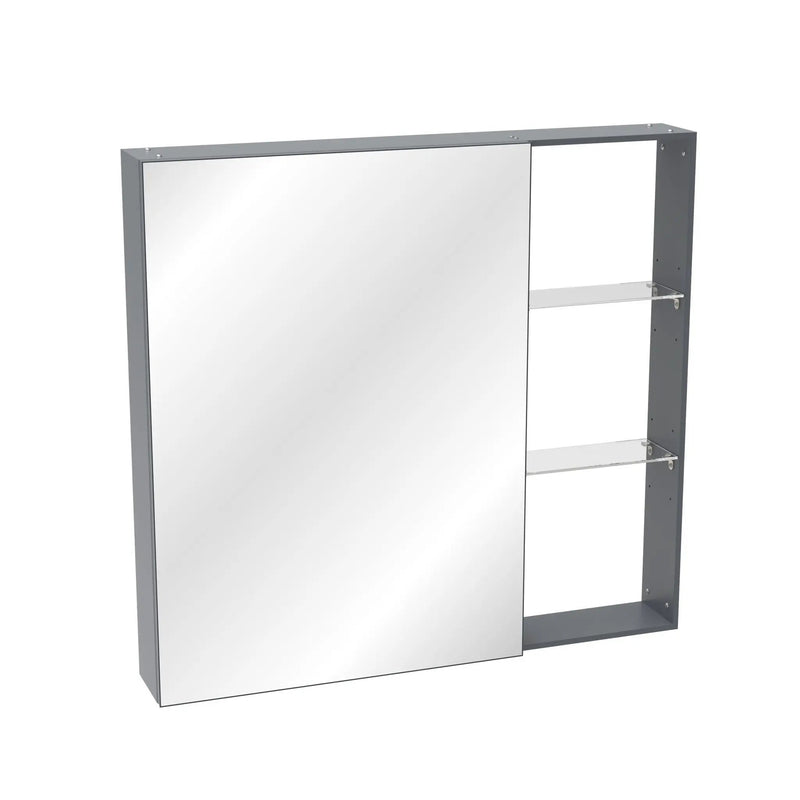 Medicine Cabinet, Wall Mounted Bathroom Mirror With Storage, Adjustable Shelves - Black Brown by Unique Piece Furniture