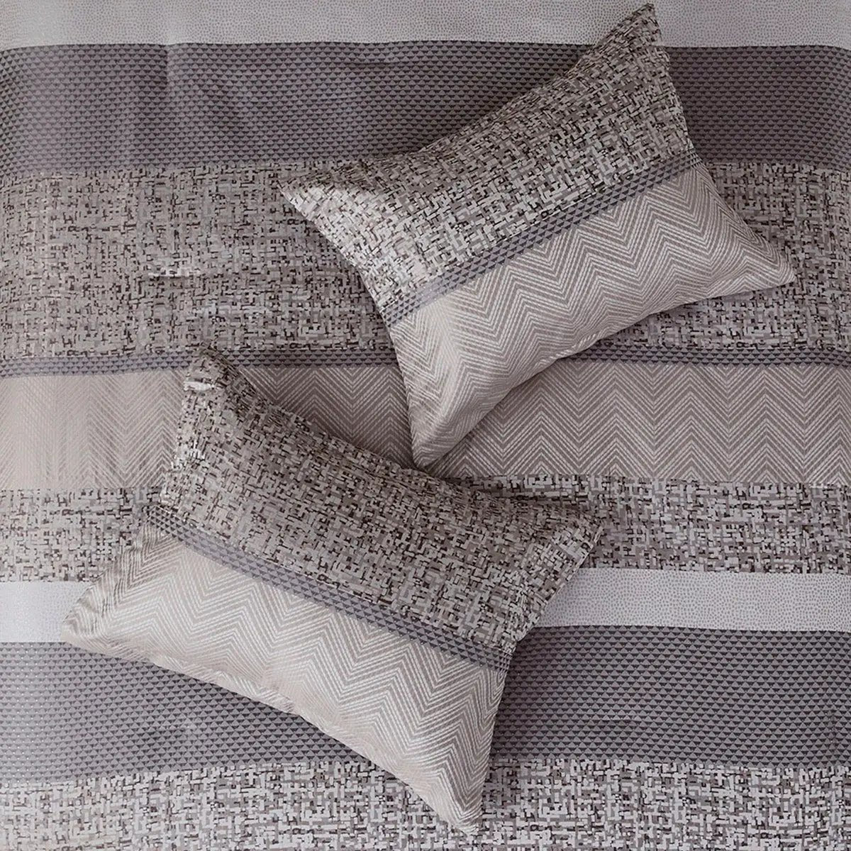7 Piece Jacquard Comforter Set Grey/Taupe Cal King by HouseOfZazla