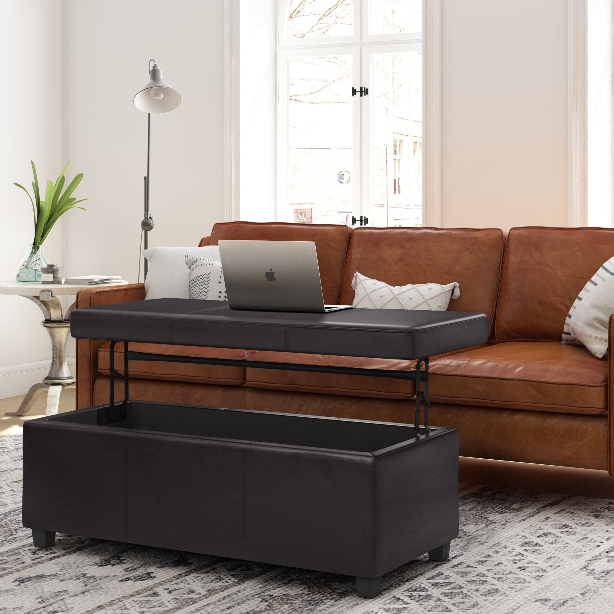 Avalon - Lift Top Rectangular Storage Ottoman - Tanners Brown by HouseOfZazla