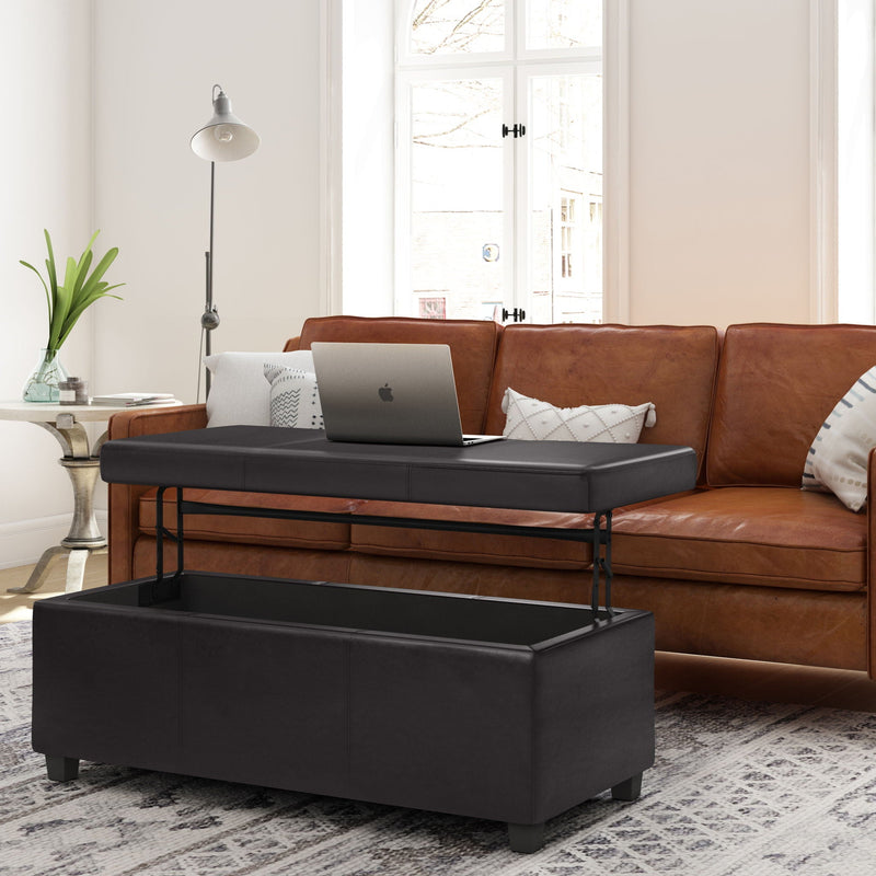 Avalon - Lift Top Rectangular Storage Ottoman - Tanners Brown by HouseOfZazla
