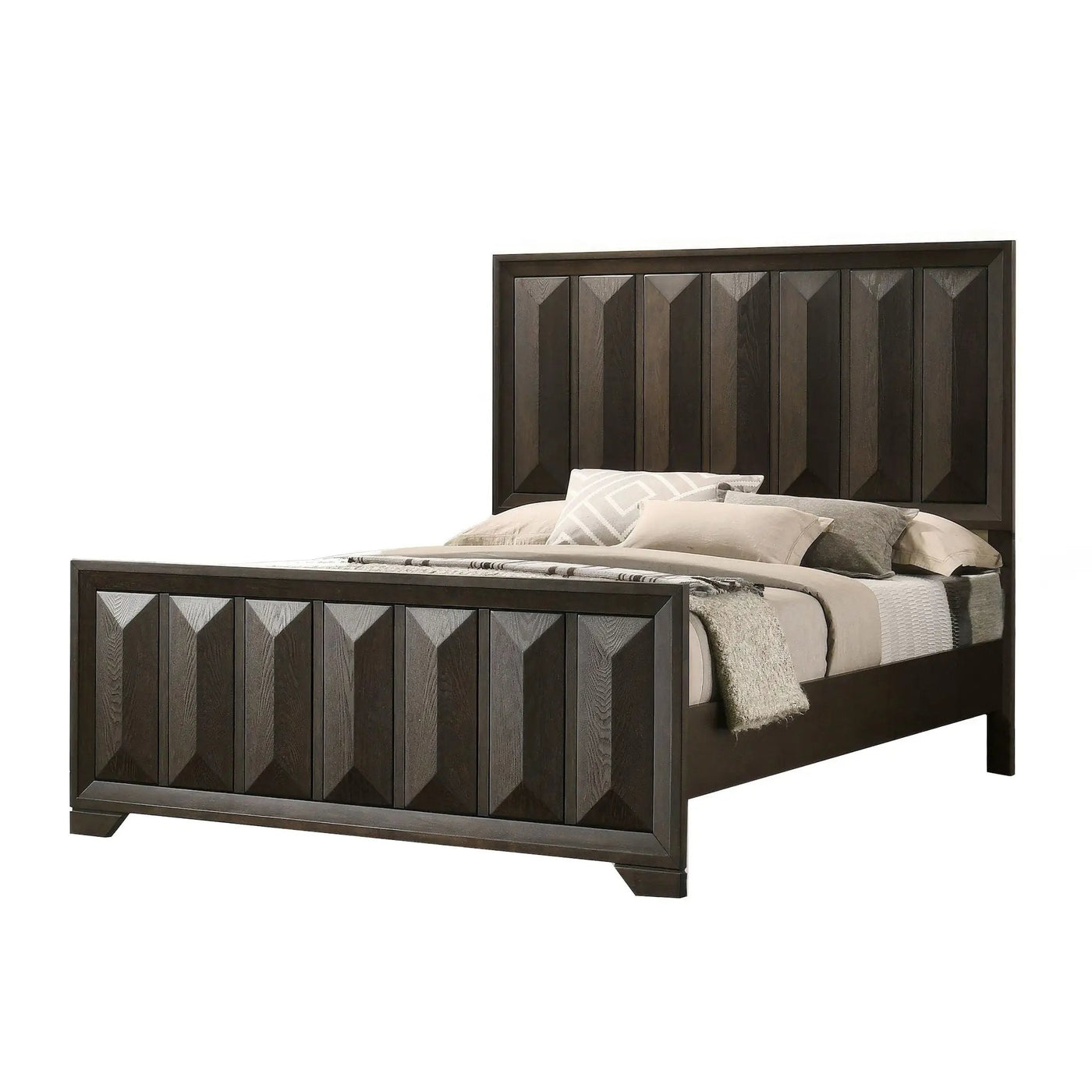 Modern Bed Panel Headboard With Vertical Faceted Design by Unique Piece Furniture