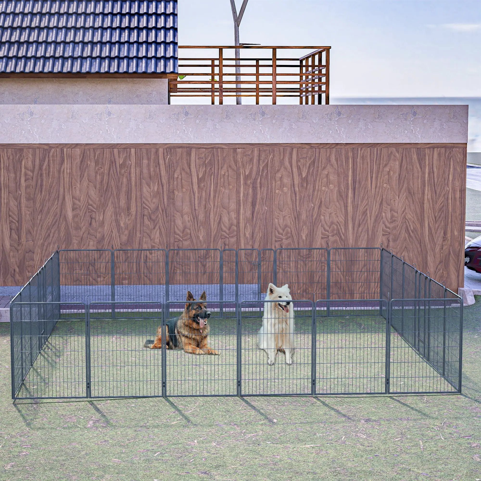 Dog Pens Outdoor Height Foldable Panels Heavy Duty Metal Portable Dog Playpen Indoor Anti Rust Exercise Dog Fence With Doors For Pets Play Pen For RV Camping Yard by HouseOfZazla