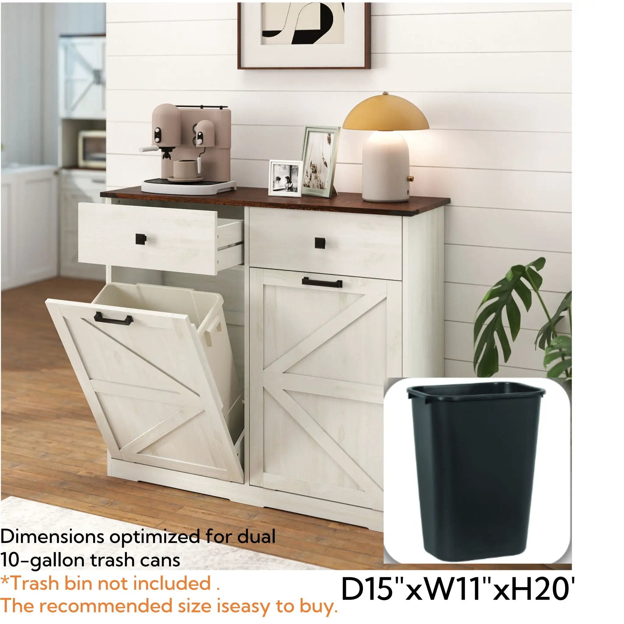 Double Tilt Out Trash Cabinet With Hideaway Drawer And Barn Door Style by HouseOfZazla