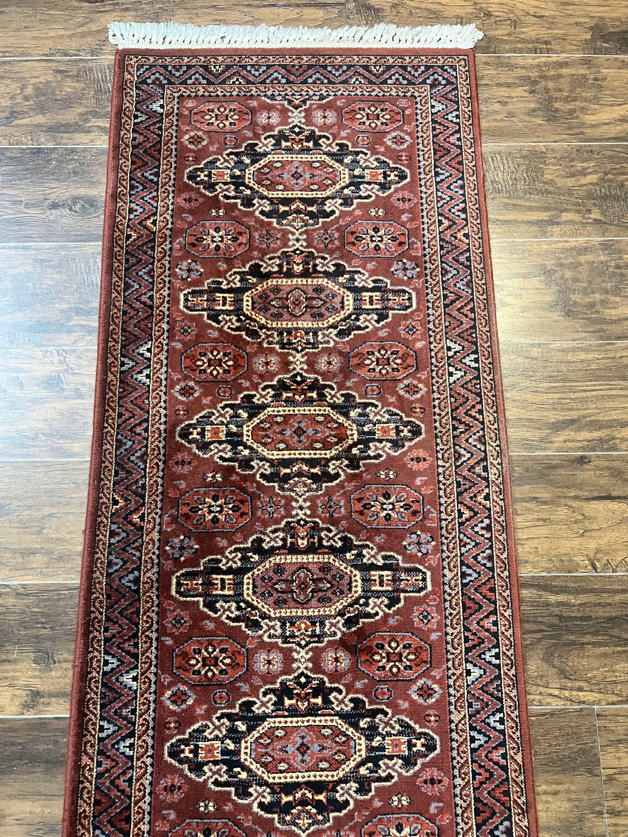 Belgium Power Loomed Runner Rug 2x9, Vintage Wool Rug for Hallway 2 x 9 ft, Red, Caucasian Persian Design, 9ft Runner by Jewel Rugs