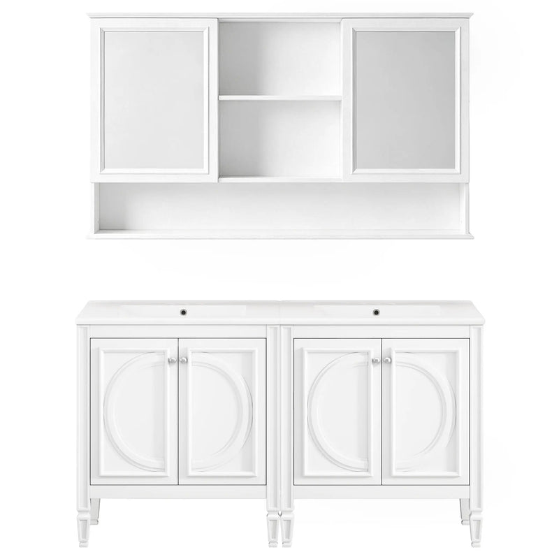 Double Sink Bathroom Vanity Set with Wall Mount Mirror Cabinet by HouseOfZazla