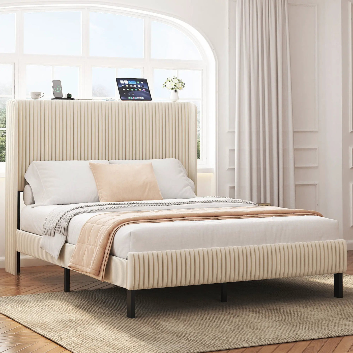 Platform Bed With Metal Frame And Charging Station by HouseOfZazla