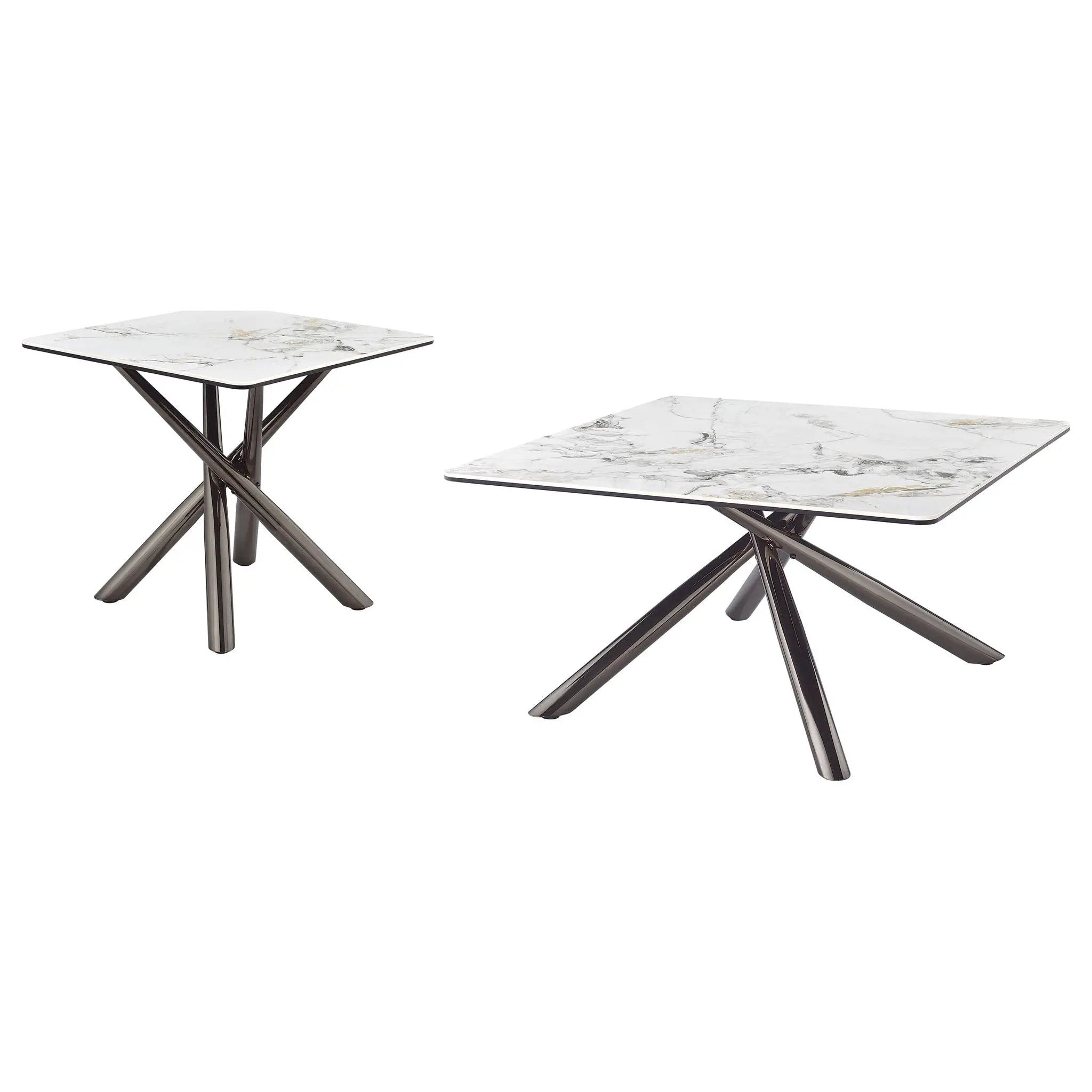 Carvell 2-piece Square Coffee and End Table Set Mirage White by Unique Piece Furniture