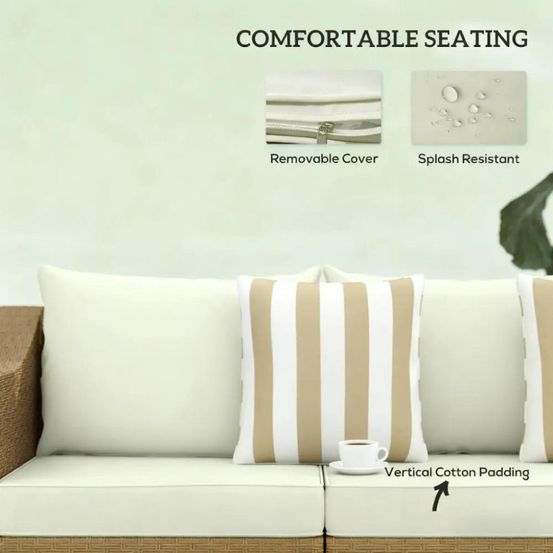 Rattan Wicker Seater Patio Couch with Cushions and Throw Pillows by HouseOfZazla