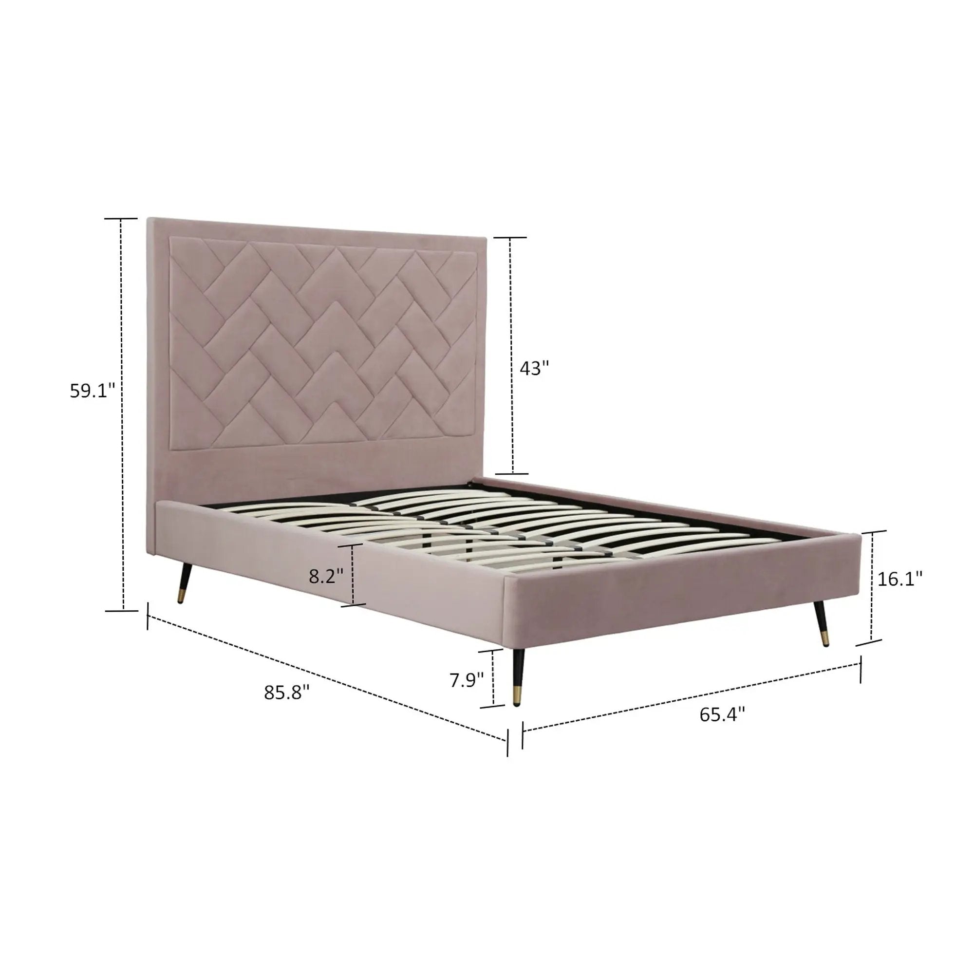 Crosby - Bed With Upholstered Headboard And Slats