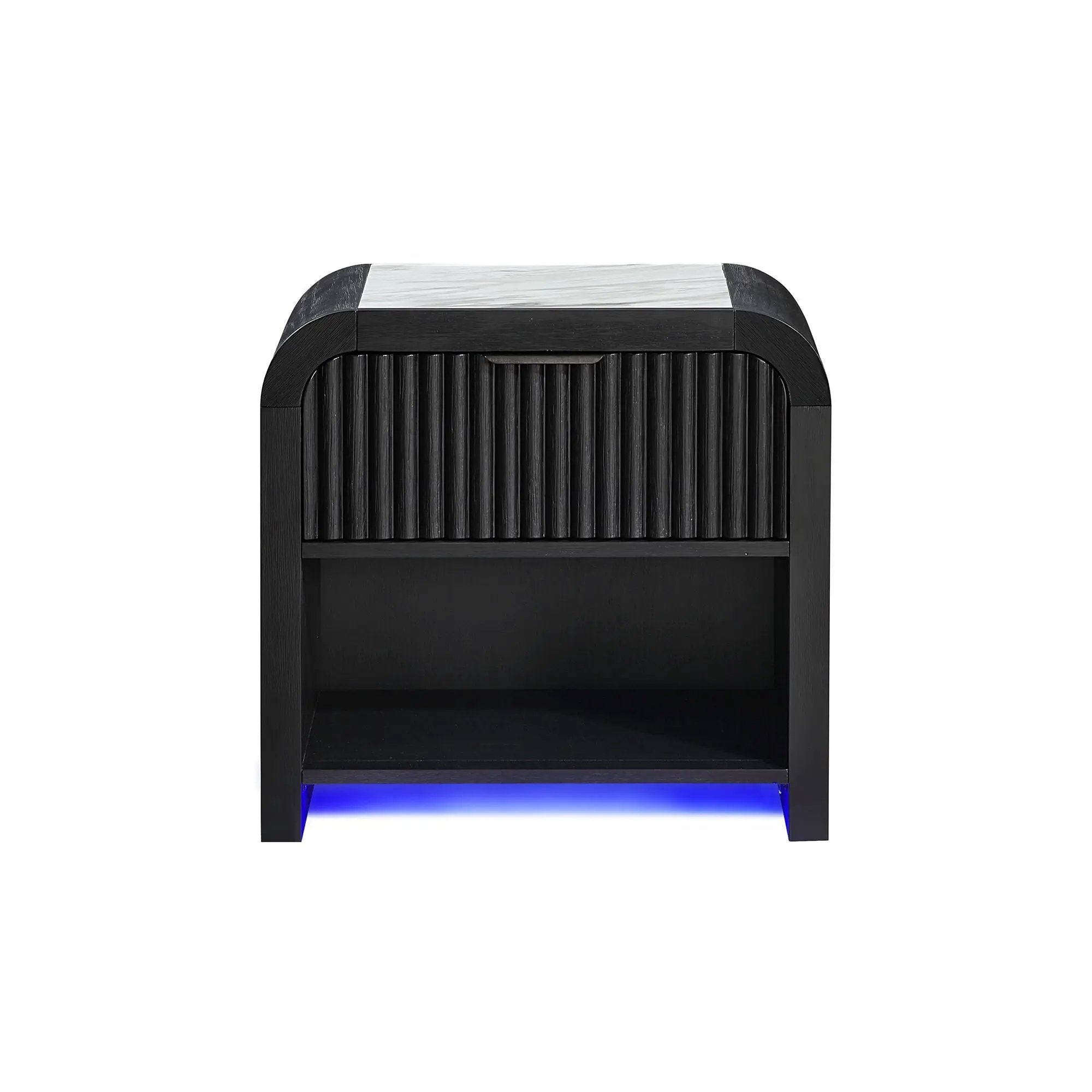 Beverly - Nightstand With Speakers, Rounded Sides - Black White by Unique Piece Furniture