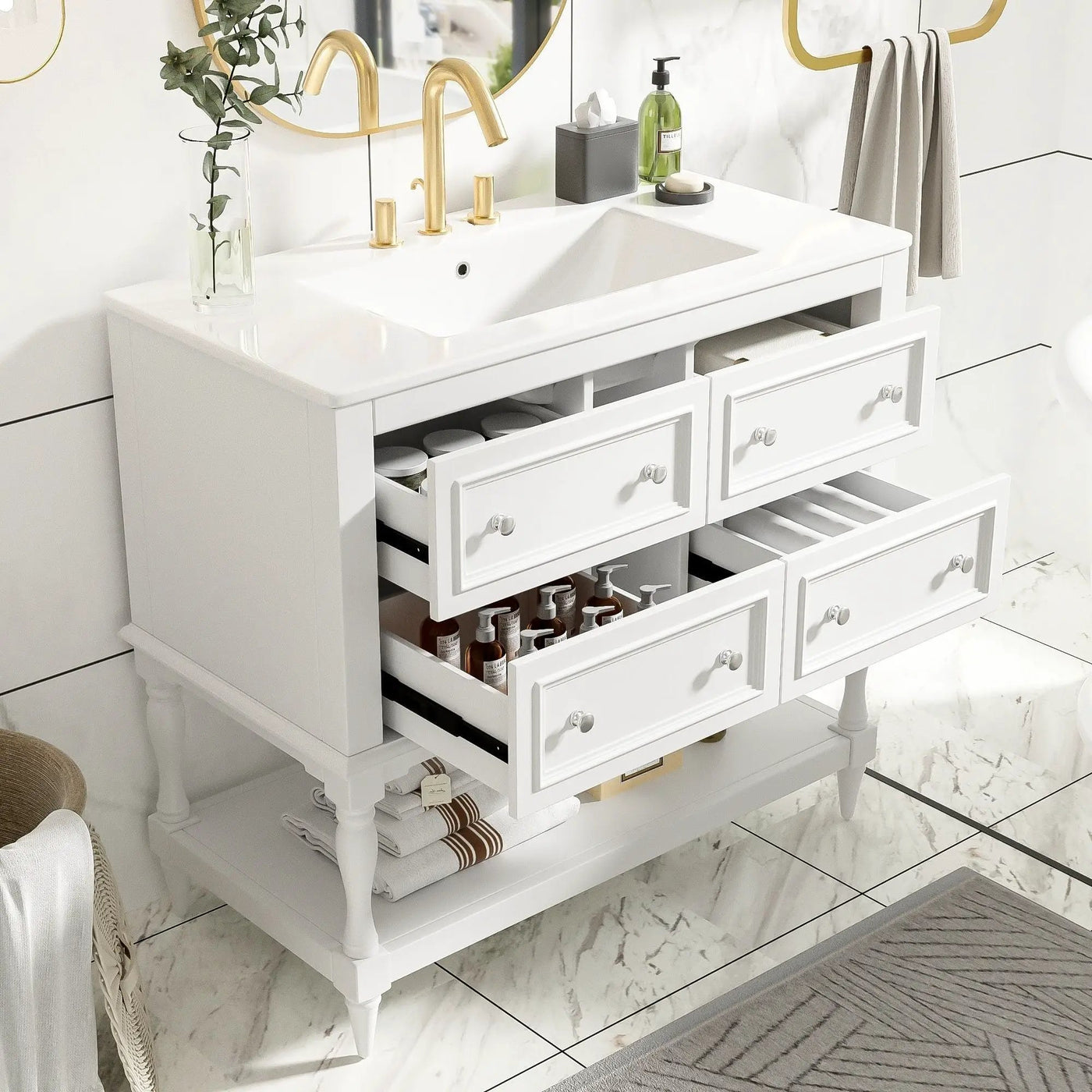 Bathroom Vanity Cabinet With Undermount Sink - 4 Drawer Set by HouseOfZazla