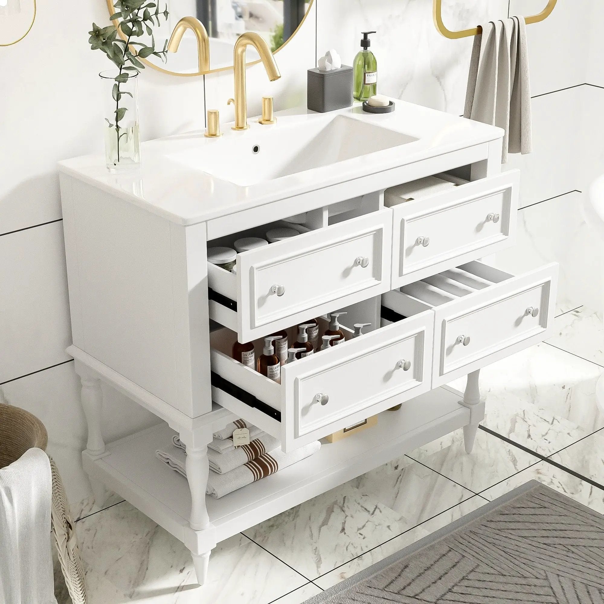 Bathroom Vanity Cabinet With Undermount Sink - 4 Drawer Set by HouseOfZazla