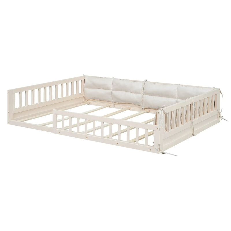 Upholstered Platform Bed With Guardrail And Pillow by HouseOfZazla