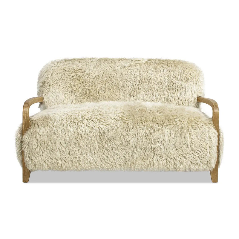Enchante - Sheepskin Accent Loveseat - Taupe / Natural by HouseOfZazla