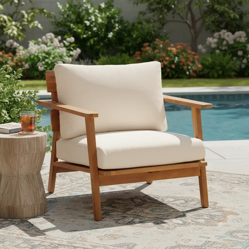 29.5' Mid-Century Modern Acacia Wood Outdoor Club Chair by HouseOfZazla