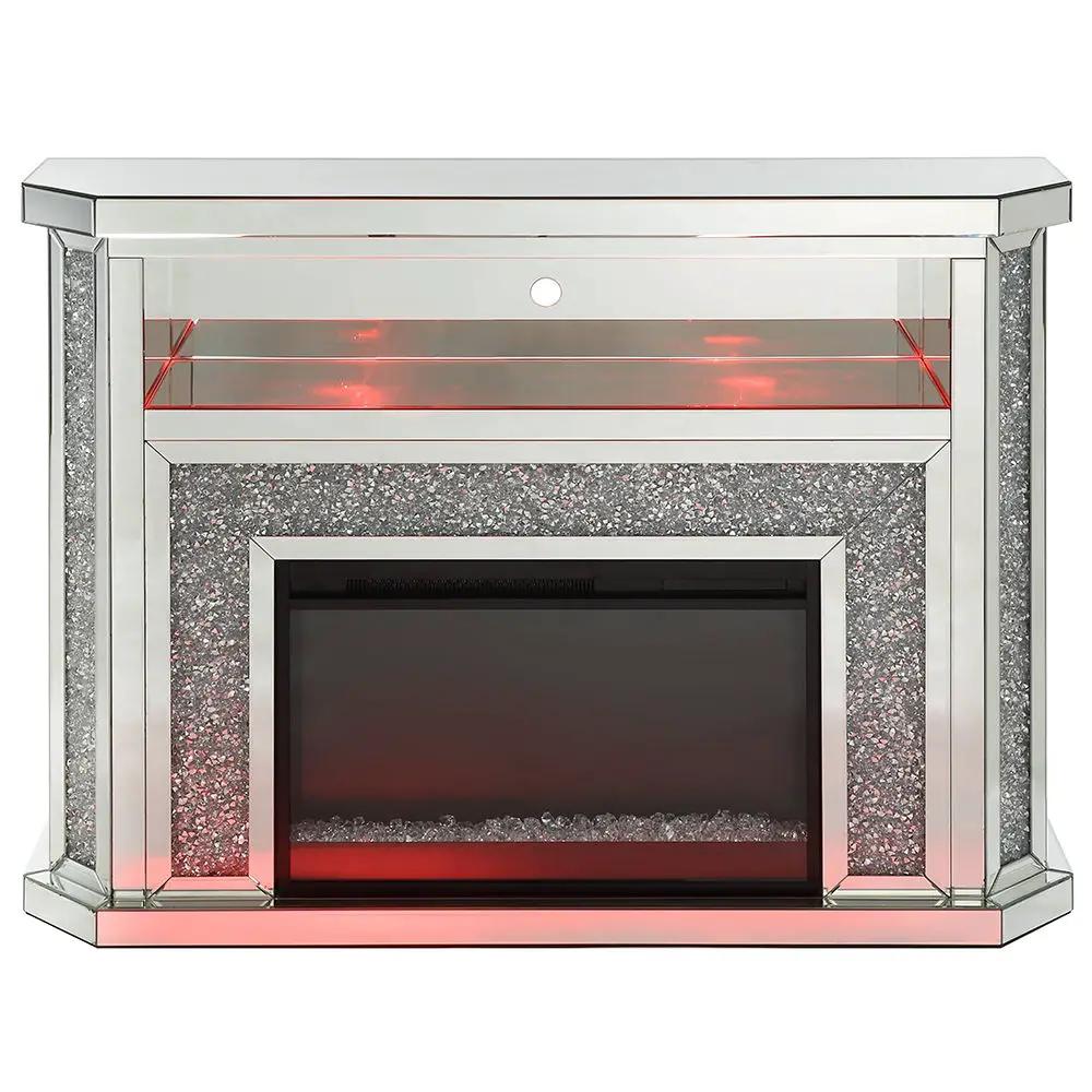 Noralie - 51" Fireplace With LED - Mirrored & Faux Diamonds by Unique Piece Furniture