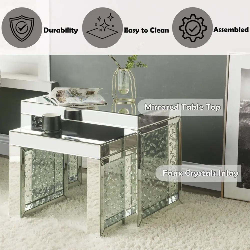 Nysa - 20" Accent Table - Mirrored & Faux Crystals Inlay by Unique Piece Furniture