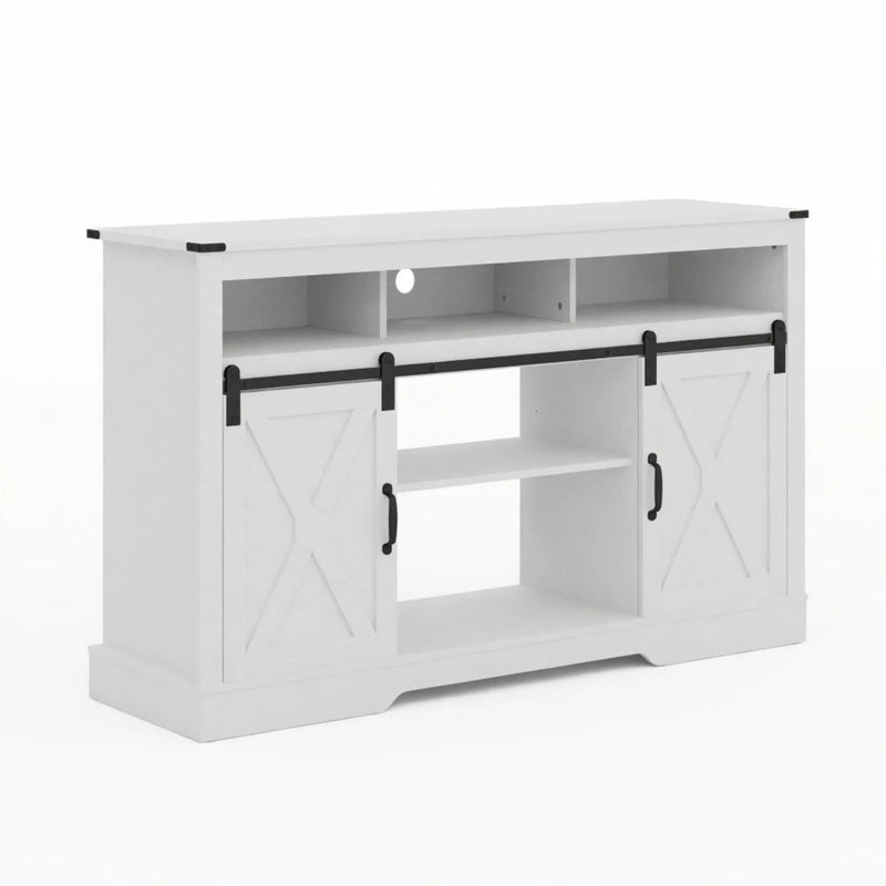 Farmhouse TV Stand With Sliding Barn Doors & Adjustable Storage by HouseOfZazla