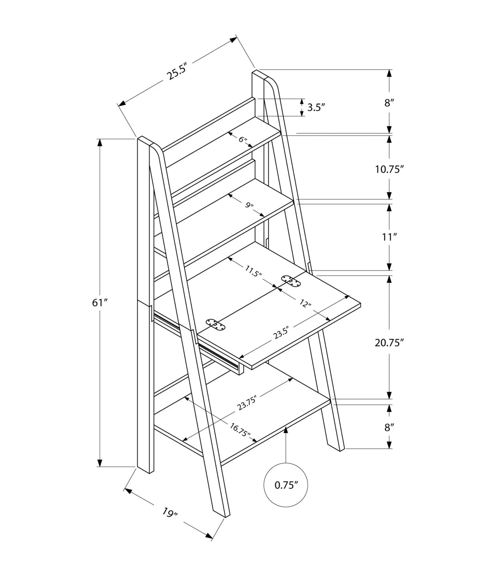 Computer Desk For Home Office, Laptop, Leaning, Storage Shelves by Unique Piece Furniture