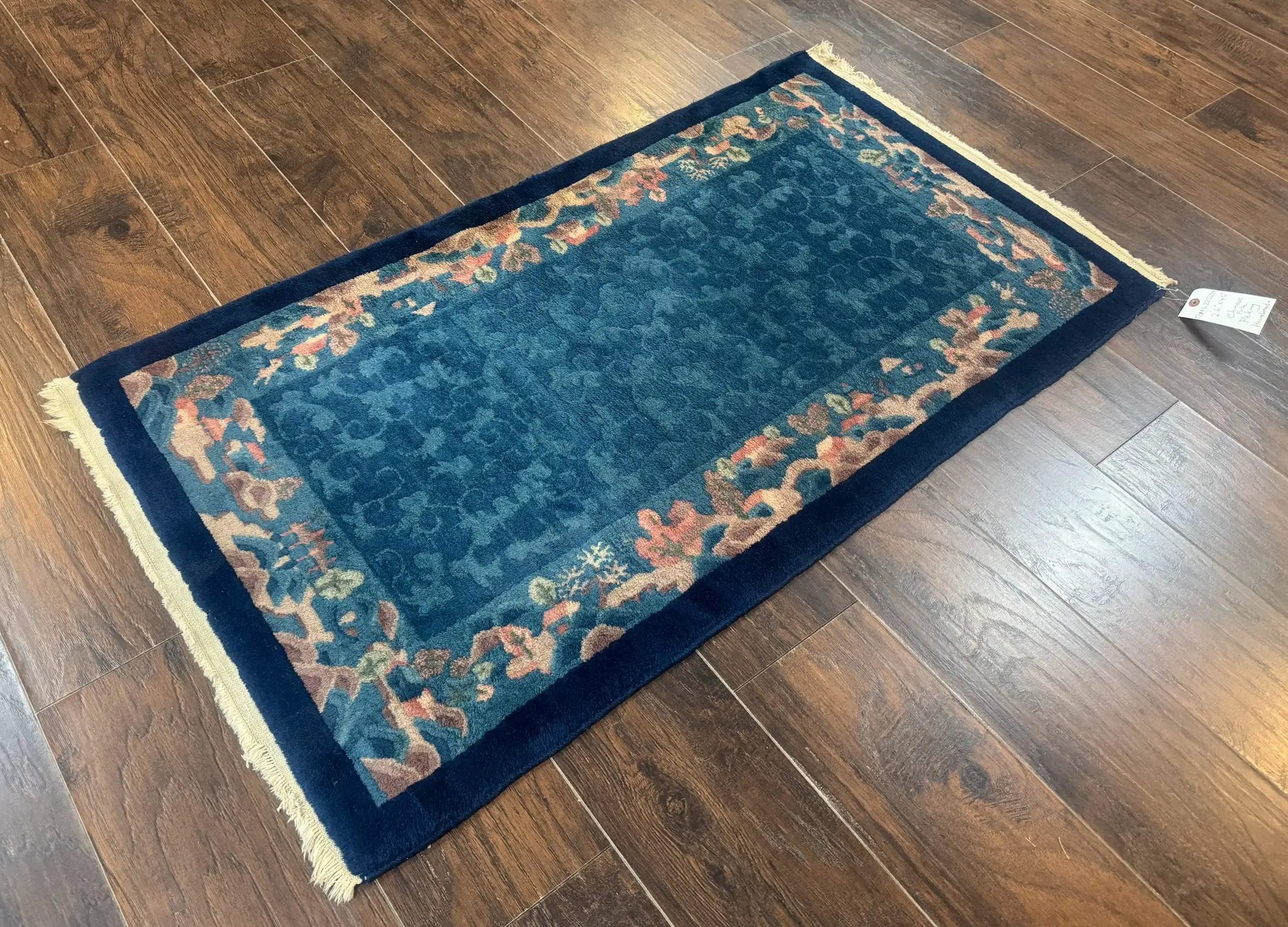 Blue Chinese Wool Rug 2.5 x 4, Peking Rug, Fete Rug, Semi Antique Chinese Carpet by Jewel Rugs