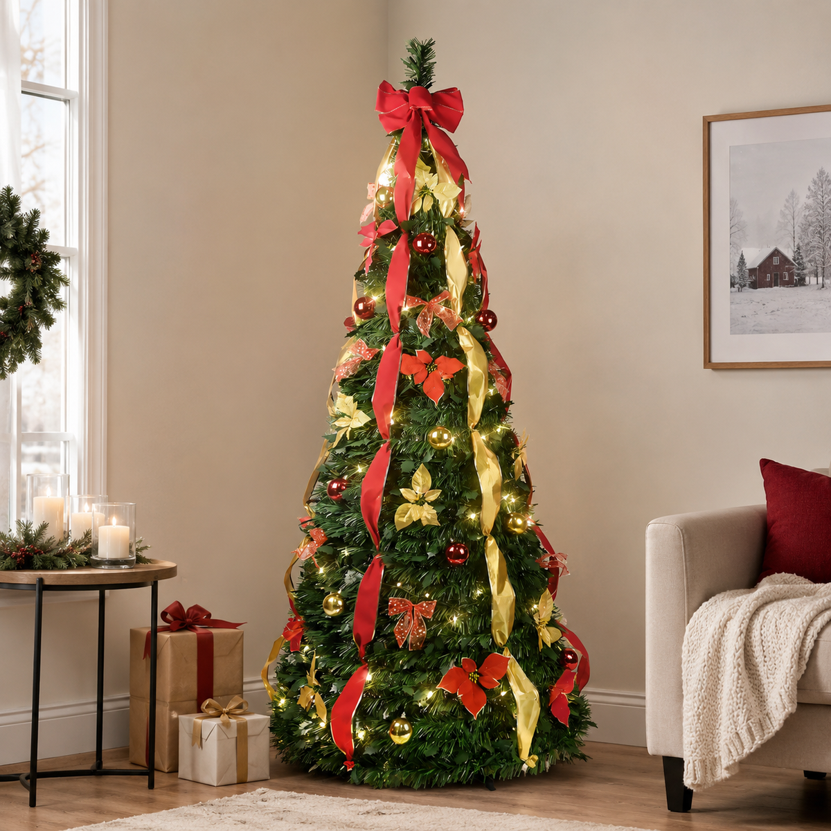 7.5Ft Prelit Pop Up Christmas Tree Decoration by HouseOfZazla