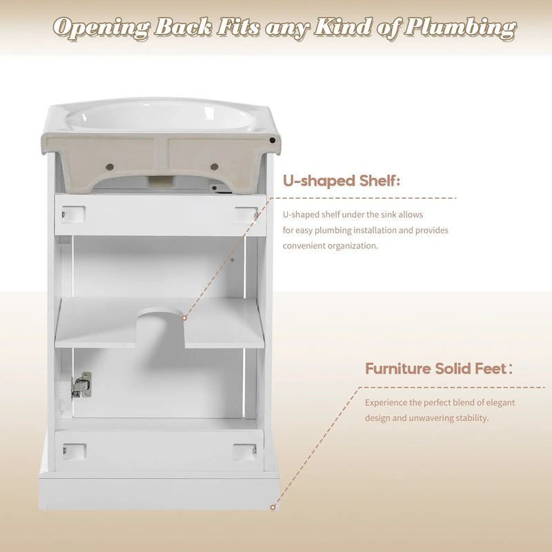 20-Inch Bathroom Vanity with Ceramic Sink by HouseOfZazla