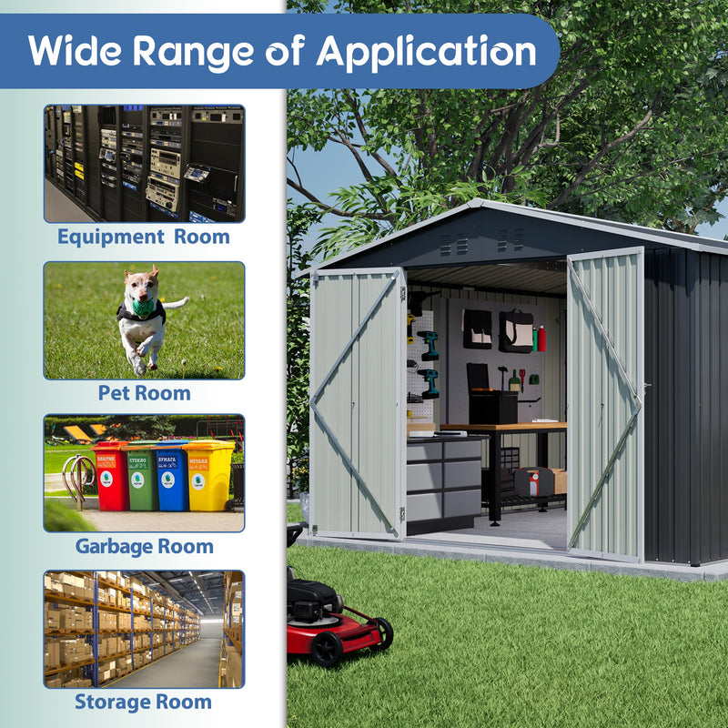 10x10 FT Large Outdoor Metal Storage Shed by HouseOfZazla