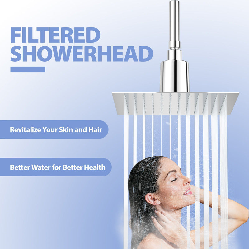 Ultra Thin 8" Square Rain Shower Head 304 Stainless Steel, Wall / Ceiling Mounted by HouseOfZazla