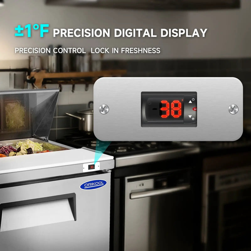 48" Width Commercial Refrigerators Sandwich & Salad Prep Table with a Butcher Block Cutting Board by Chery Industrial