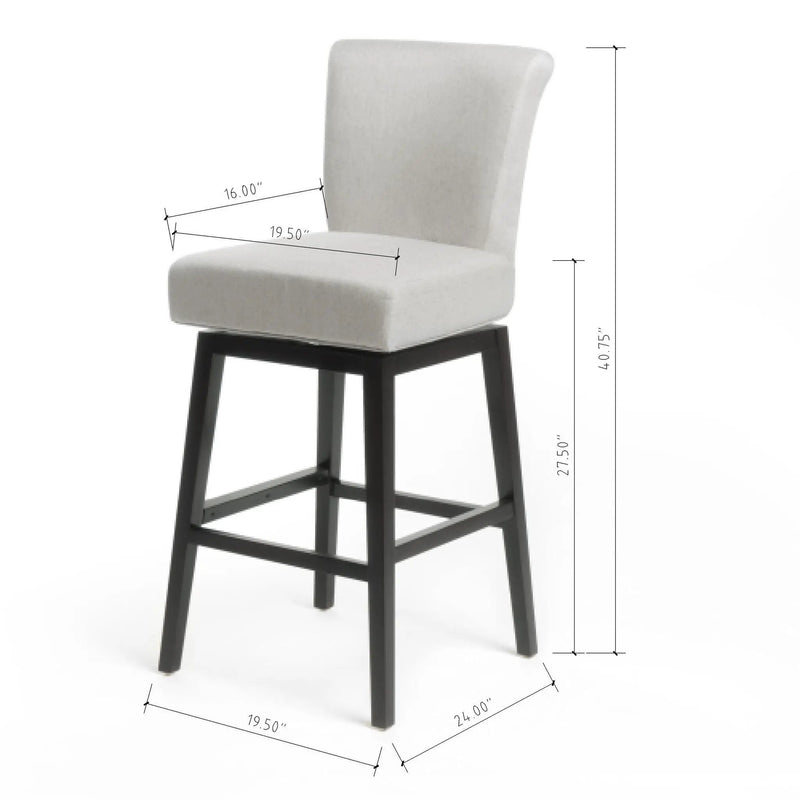 Quicksilvered Upholstered Swivel Counter Stool With Wood Legs - Beige by HouseOfZazla