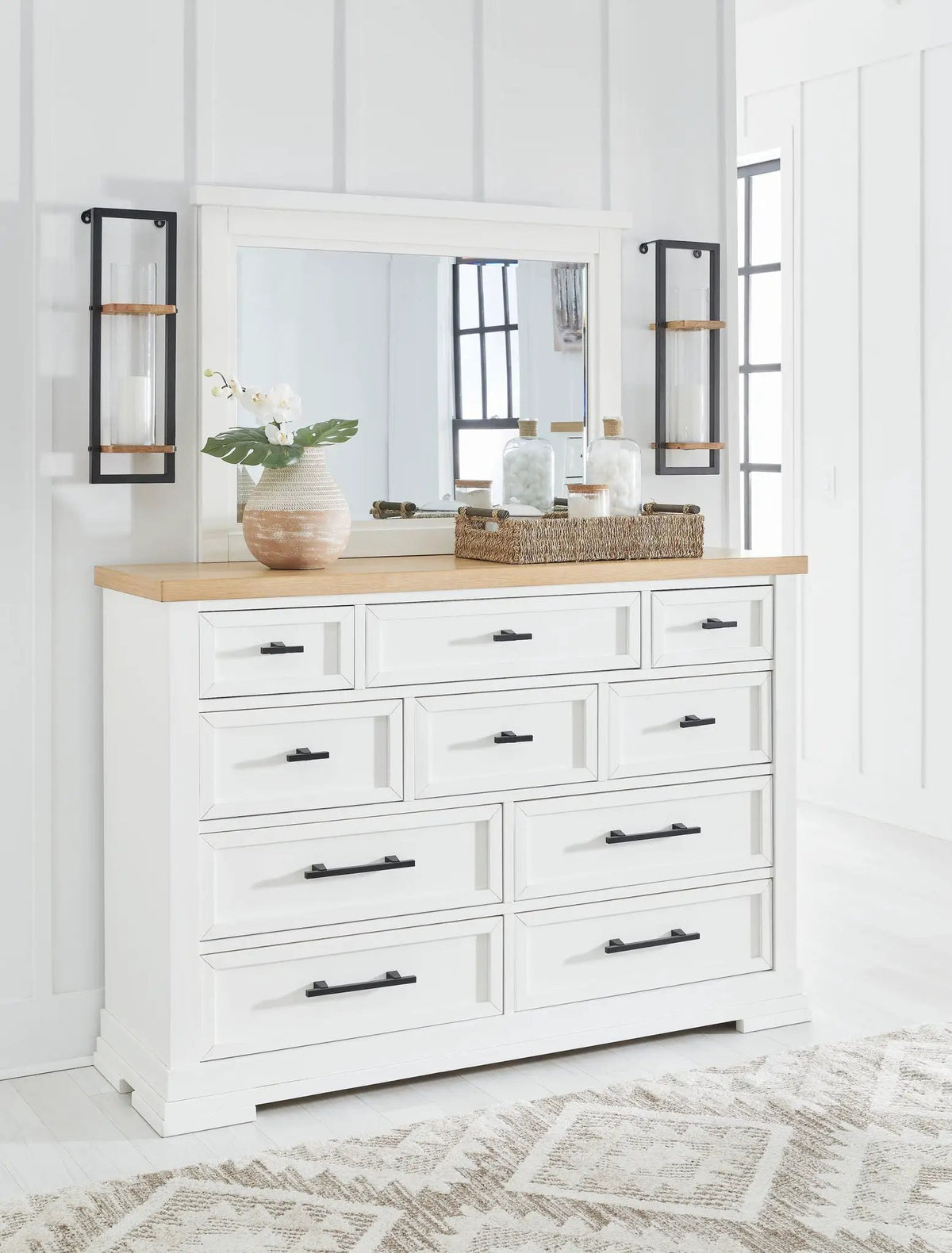 Ashbryn - Dresser And Mirror - White / Natural by Unique Piece Furniture