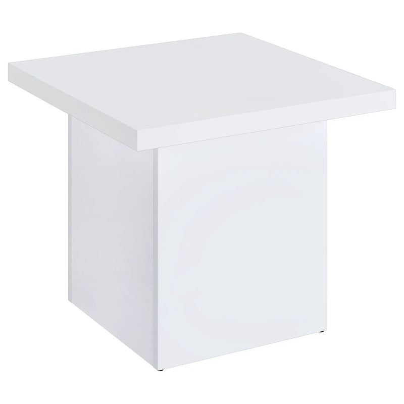Devar Square Engineered Wood Side End Table White High Gloss by Unique Piece Furniture