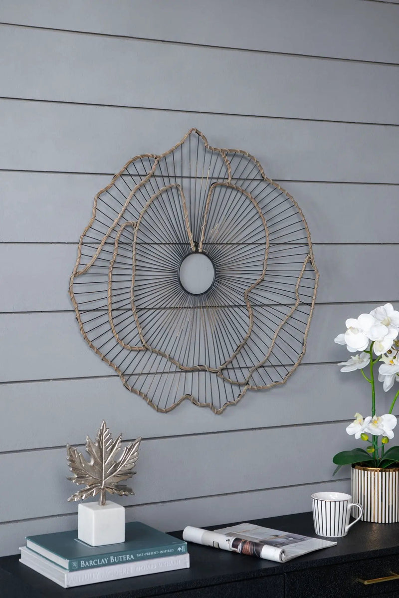 Metal Flowers Wall Decor, Transitional Wall Floral Sculpture For Foyer Porch Hallway Entrance (Set of 3) - Gold by Unique Piece Furniture