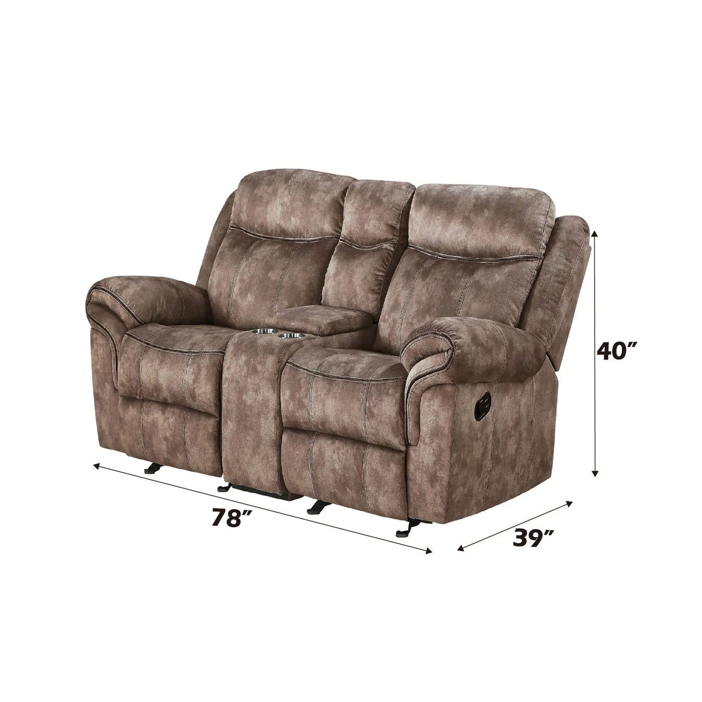 Zubaida - Two Tone Recliner Loveseat With USB Port Console by Unique Piece Furniture