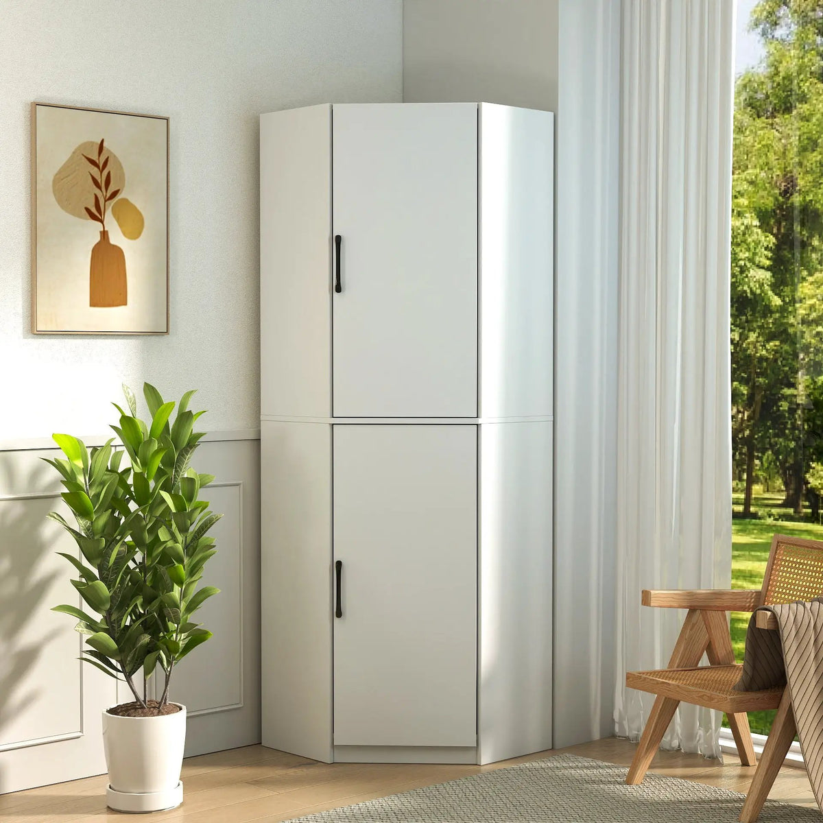 White Corner Kitchen Pantry Cabinet, photo 3 of 10