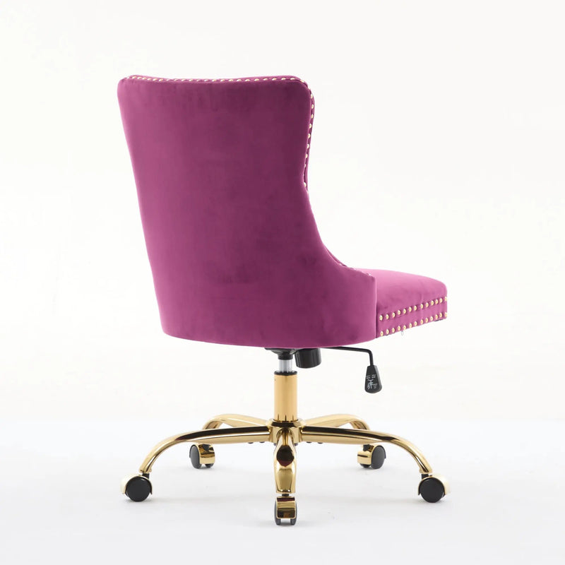 Office Chair Modern Velvet Upholstered Tufted Button (Purple) by HouseOfZazla