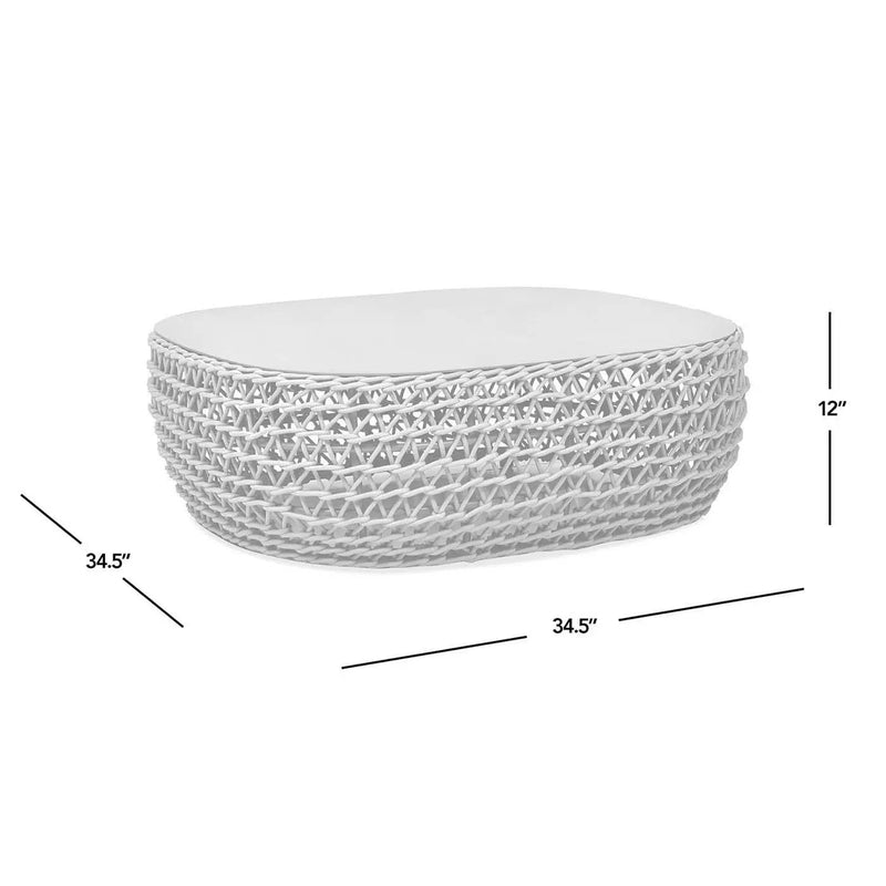 Willow - Oval Woven Patio Coffee Table, Wicker Frame by HouseOfZazla