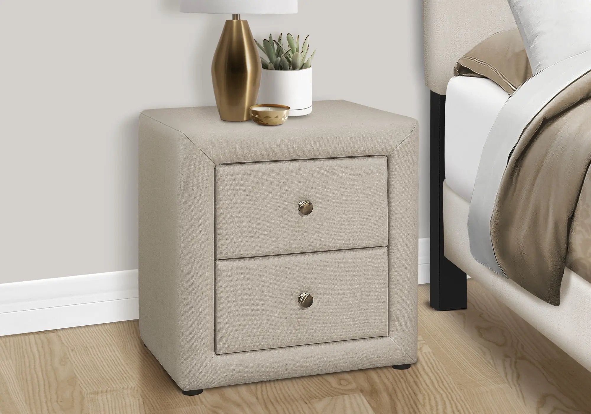 Nightstand, Storage Drawer Versatile Use, Upholstered, Transitional by Unique Piece Furniture