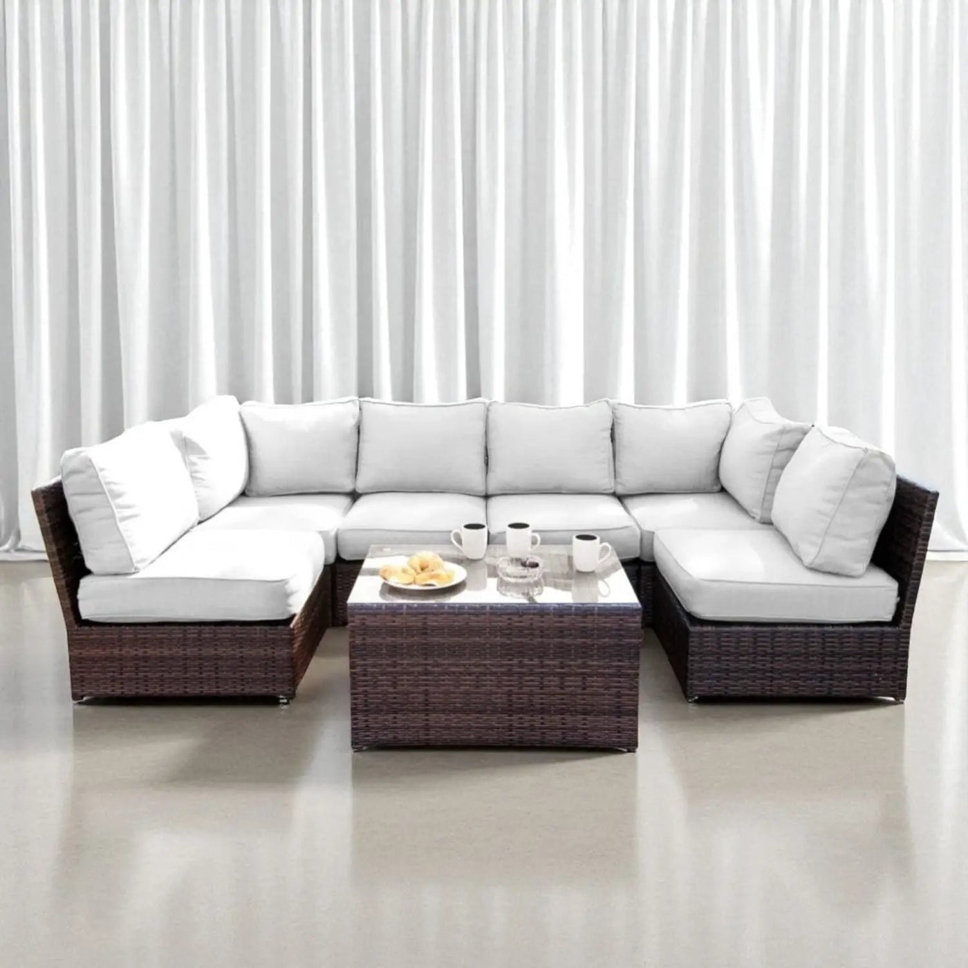 Comfortable Modern Patio Rattan Sectional Set With Cushions by Unique Piece Furniture