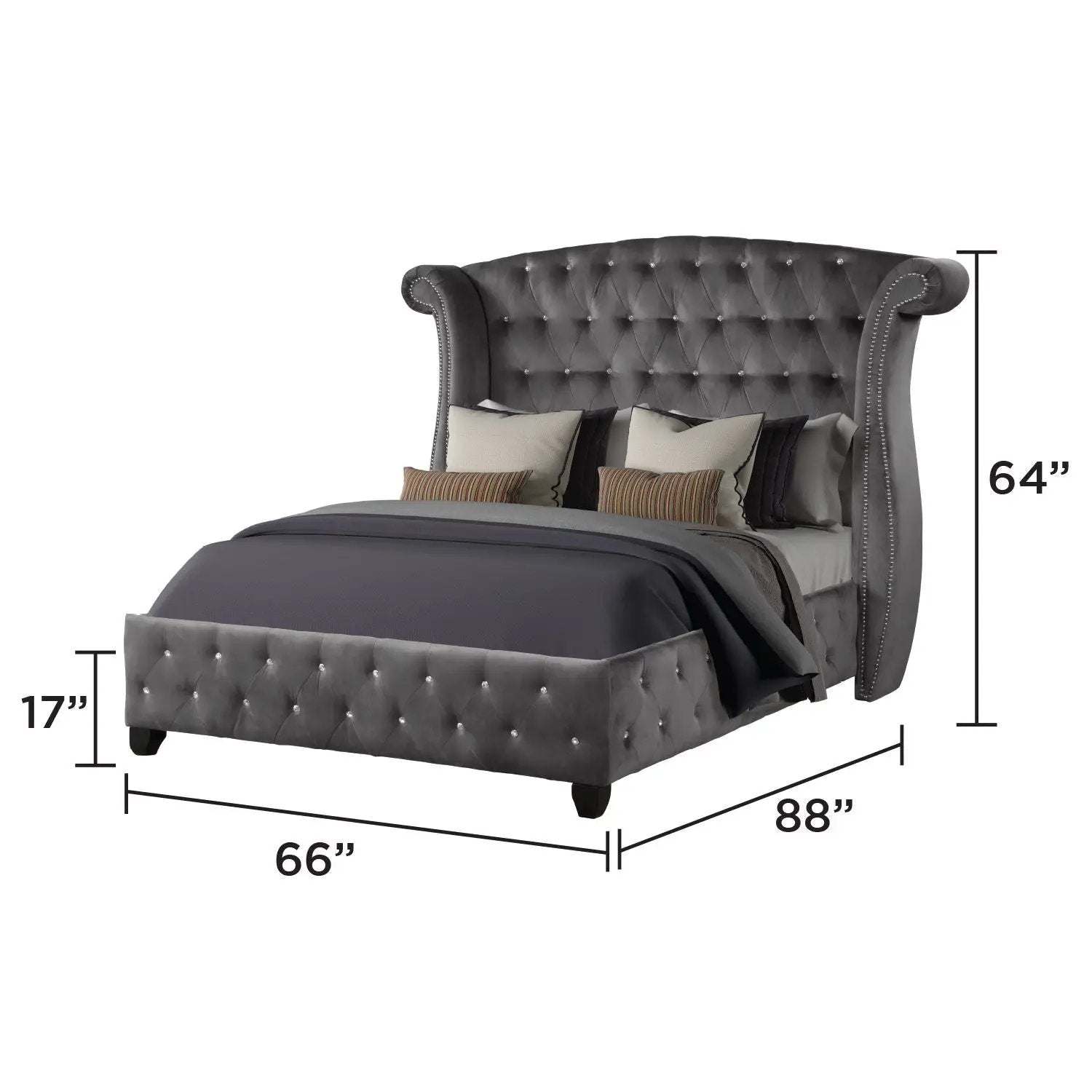 Sophia - Crystal Tufted Upholstered Bed by HouseOfZazla