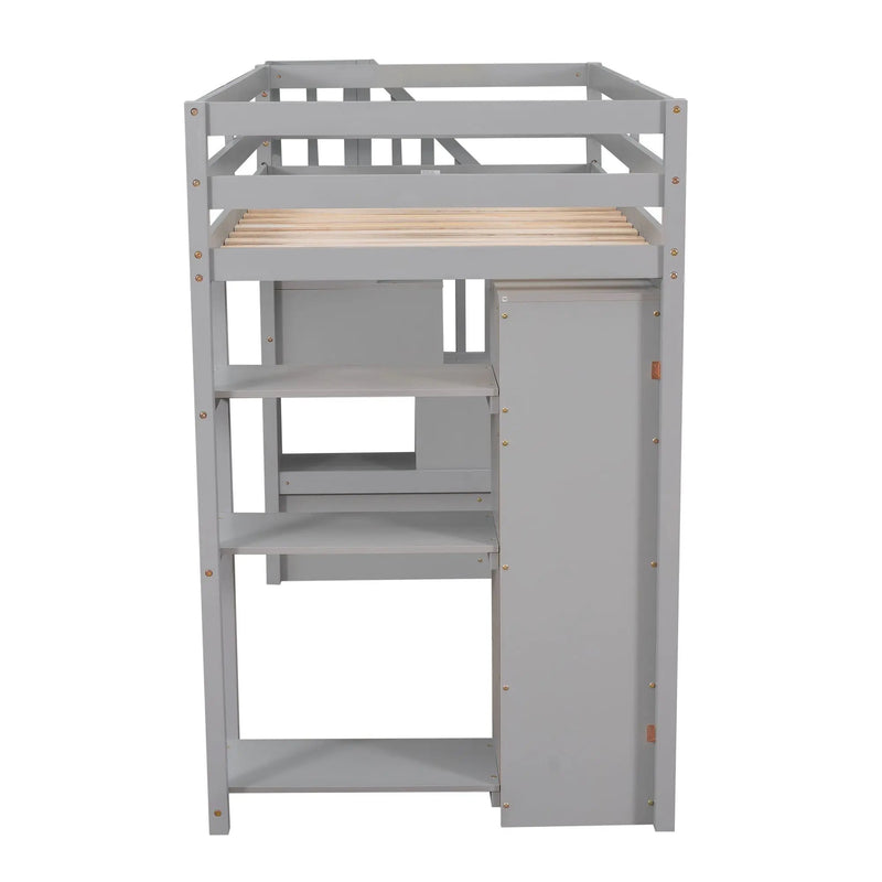Loft Bed With Storage Drawers And Stairs With Shelves