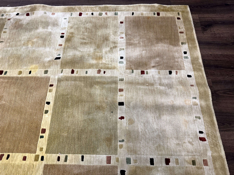 Large Wool Rug 10x13, Panel Design, Modern Contemporary Carpet by Jewel Rugs