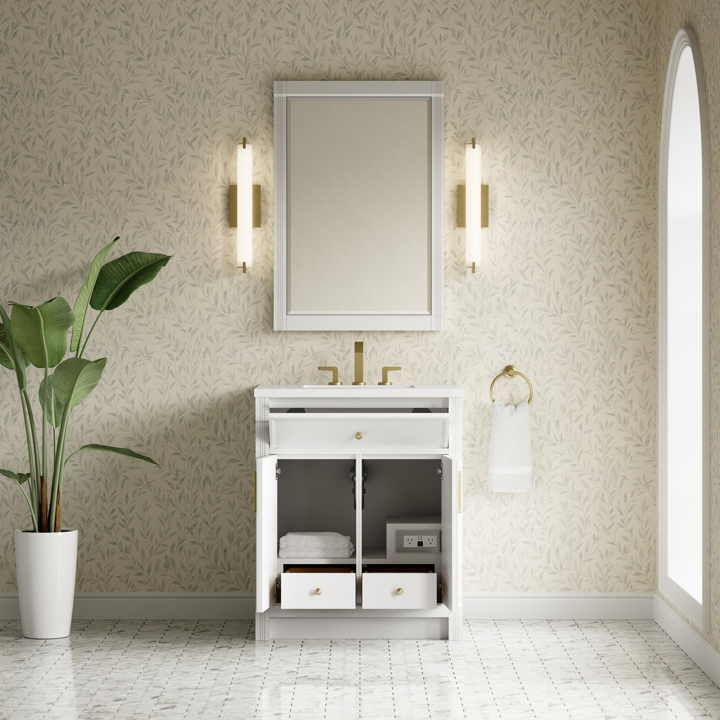 James Martin Bellshire 30" Single Bathroom Vanity, Bright White, view 34