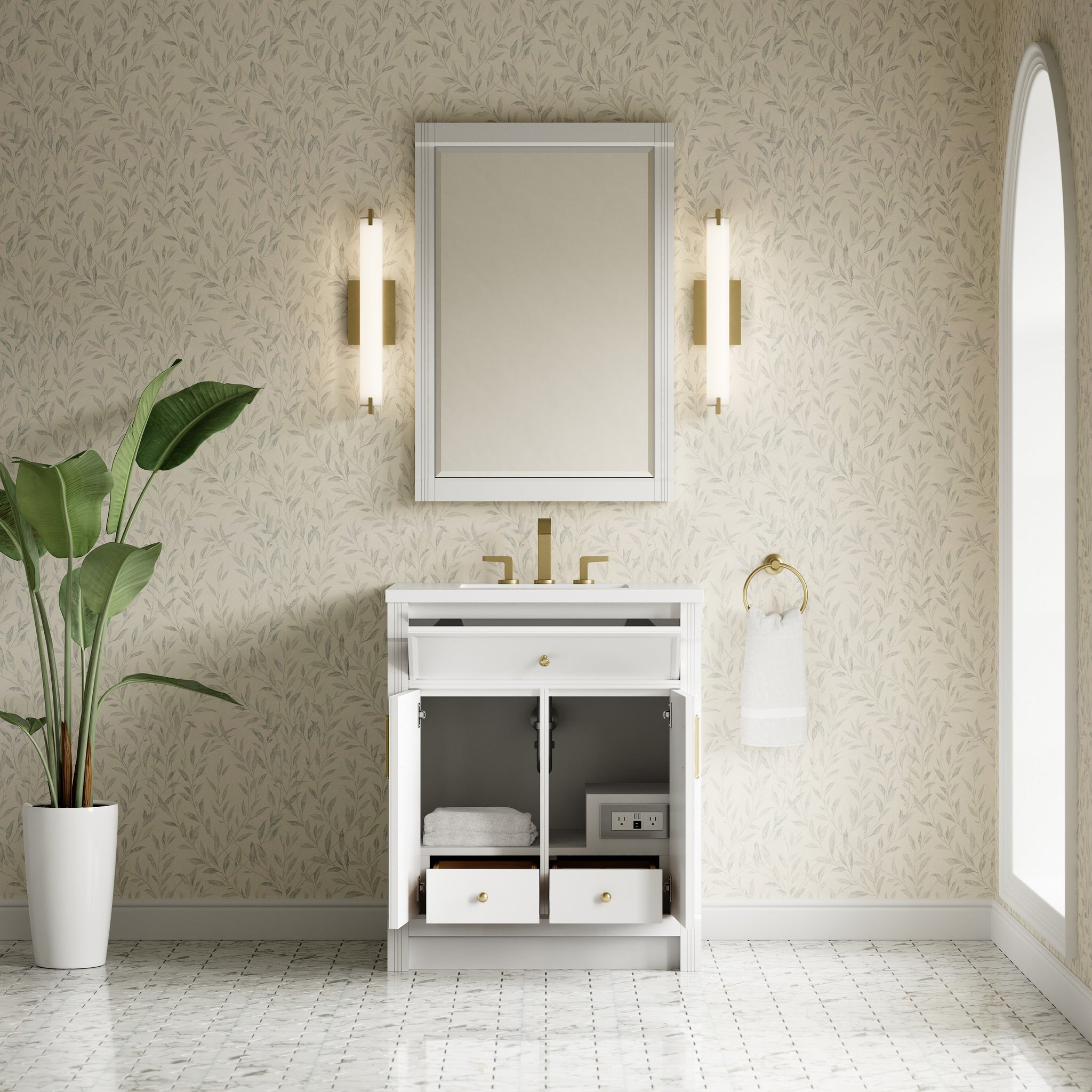 James Martin Bellshire 30" Single Bathroom Vanity, Bright White, view 34