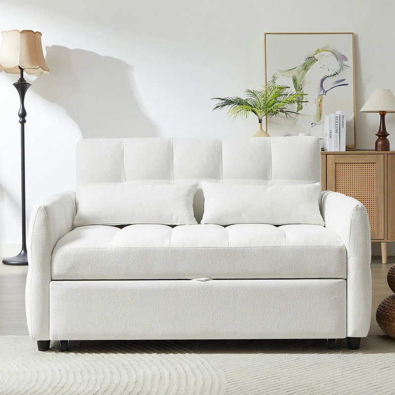 Loveseat Sofa Pull-Out Bed With Adjustable Backrest, 3 USB Ports And 2 Lumbar Pillows For Living Room by HouseOfZazla